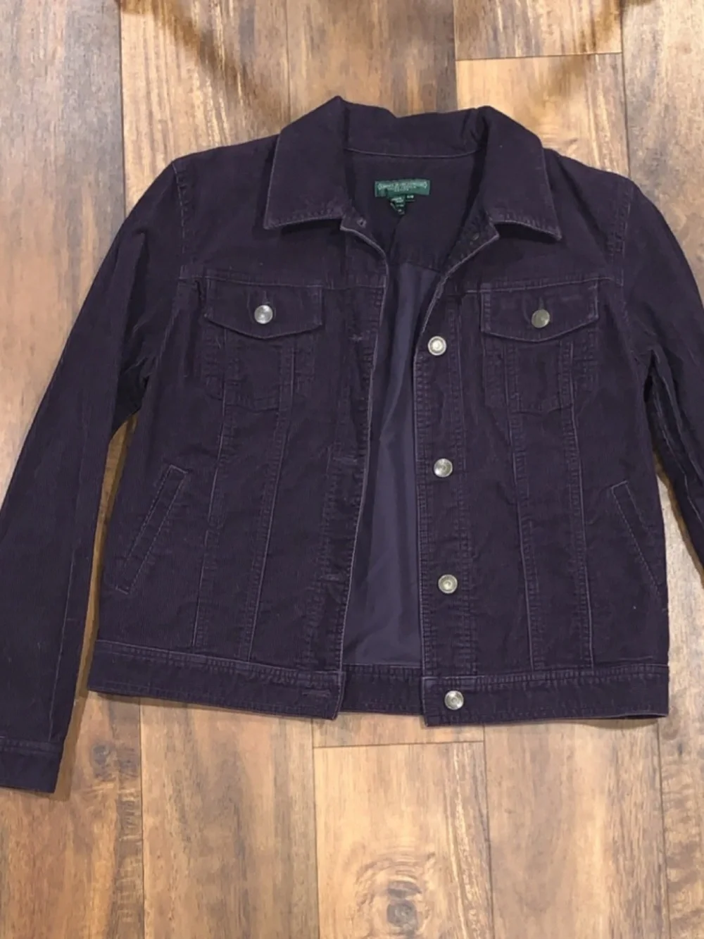 Y2K Ralph Lauren Purple Corduroy Jacket P/M Petite Collared Button Pocket SKU026 - Picture 2 of 10